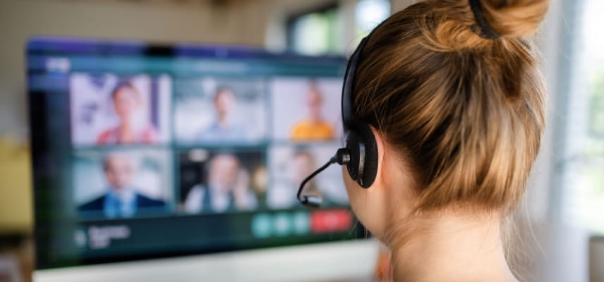 woman on webinar